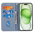 Miniatyrbild 2 av 5: För iPhone 15 Plus Fodral Splitsad PU Läder Ställ Plånboksfodral med Rem Multicolor Style A
