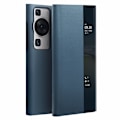 Miniatyrbild 1 av 5: Qialino för Huawei P60 / P60 Pro Phone case i äkta koläder Smart Sleep Wake-up View Window Cover Blue