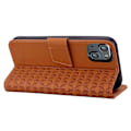 Miniatyrbillede 4 af 5: Til iPhone 15 Plus Cover Rhombus Prægning Business Læder Telefon Cover med Wallet Stand Multicolor Style C