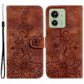 Miniatyrbillede 1 af 5: Til Motorola Edge 40 5G Præget Lily Blomst Telefon Cover PU Læder Cover med Stativpung Multicolor Style E