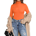 Miniatyrbillede 3 af 5: Dame Mock Turtle Neck Langærmet Toppe Bodysuit Jumpsuit Long Sleeve Orange Small