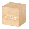 Miniatyrbild 1 av 4: Gingko Cube Led Click Clock Väckarklocka med ljudaktivering (tid, datum & temperatur) Olika färger A10 Bamboo white