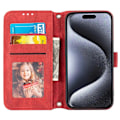 Miniatyrbilde 2 av 5: For iPhone 15 Pro Max Deksel Preget Lær Stativ Støtsikkert Telefondeksel med Stropp Multicolor Style E