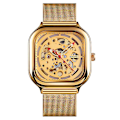 Miniatyrbillede 1 af 4: Skmei 9184 Herre Firkantet Tourbillon Automatisk Mekanisk Ur Guld Not Specified
