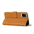 Miniatyrbilde 4 av 5: For Vivo Y33s / Y21s / Y21 Sammenleggbart Stativ Sydd Pu-Lærveske Stativ Magnetisk Lukking Støtsikker Flip Folio Bokdeksel Med Stropp Yellow