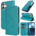 Miniatyrbillede 5 af 5: PU-læder kalveskinds tekstureret magnetisk lukning smartphone cover til iPhone 16 Plus Multicolor Style G