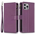 Miniatyrbillede 1 af 5: BF Style-19 PU Læder Telefon Cover Flip Wallet Stand med Lynlåslomme til iPhone 15 Pro Max Multicolor Style C