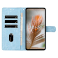 Miniatyrbild 3 av 5: Fodral för Xiaomi Redmi A5 NFC, präglat fjäder PU-läder plånboksfodral med handledsrem Multicolor Sky Blue