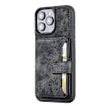 Pikkukuva 5 / 5: iPhone 16 Pro Max -kotelo lompakkokorttipaikalla TPU+PU-nahkainen takapuhelinkotelo - Laivastonsininen Multicolor Black