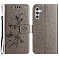 Miniatyrbillede 1 af 5: PU Læder Wallet Telefon Cover med Sommerfugl Blomsterprint og Støttefunktion til Samsung Galaxy S23 FE Multicolor Style F