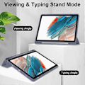 Pikkukuva 3 / 5: Kirkas takakansi Samsung Galaxy Tab A9+ PU+TPU+Akryyli tablettikotelolle kynäpaikalla Multicolor Style E