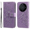 Miniatyrbillede 1 af 5: Til Huawei Mate 60 Pro Etui Blomsterpræget PU Læder Stand Cover Anti-drop Wallet Multicolor Style B