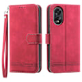 Miniatyrbillede 1 af 5: DIERFENG DF-03 Etui til Oppo A38 4G Præget Telefon Stand Cover Magnetisk Wallet Multicolor Style E