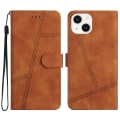 Pikkukuva 1 / 5: IPhone 15 -puhelimelle Skin-touch Lines -kuvioitu puhelinkotelo Retro Lompakko PU-nahkakansi jalustalla Brown
