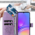 Miniatyrbillede 5 af 5: KT Imprinting Flower Series-3 til Samsung Galaxy A06 Etui Katte Træ Mønster Flip Læder Telefon Cover Multicolor Style C