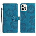 Miniatyrbillede 1 af 5: Til iPhone 12 Pro 6.1 tommer Blomster Præget PU Læder Telefon Cover Foldbart Stativ Wallet Cover Multicolor Style A