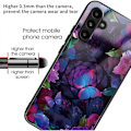 Pikkukuva 2 / 2: Samsung Galaxy A55 5G karkaistusta lasista valmistettu suojakuori TPU-kehyksellä ja kuviolla Multicolor Colorful Butterflies