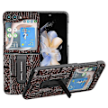 Pikkukuva 1 / 4: Samsung Galaxy Z Flip5 5G Mahjong -kuvioinen jalustakotelo aitoa lehmännahkaa + PC-puhelinkotelo Multicolor Style A
