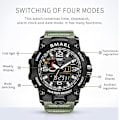 Miniatyrbillede 4 af 5: Smael Herre Sportsur 50m Vandtæt Stødsikkert Ur Alarm Dual Display Lysende Quartz Armbåndsur Army Green