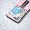 Miniatyrbild 4 av 4: För Samsung Galaxy Z Flip5 5G Mobilskal med Kohudstruktur PU Läderbelagd PC Ställ Multicolor Style C