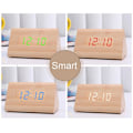 Miniatyrbild 3 av 5: Digital trä USB LED Nattljus Väckarklocka Termometer Display Timepiece Bamboo Red*
