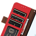 Miniatyrbild 5 av 5: Stativ Phone case För Iphone 15 Pro Max, Läder Rfid Blockerande Plånbok Smartphone Cover Red