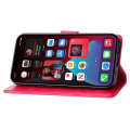 Miniatyrbild 3 av 5: För Iphone 15 Plus Pu Läder Cover Phone case Imprinted Butterflies Shell Stand with rem Red