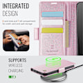Pikkukuva 4 / 5: iPhone 12 Pro Max 6,7 tuuman kotelo AUTSPACE A11 RFID-suojattu retro nahkainen matkapuhelinlompakkokotelo Multicolor Pink