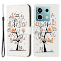 Miniatyrbild 1 av 5: För Xiaomi Redmi Note 13 4G Telefonfodral Läder 3D Mönster Magnetiskt Folio Omslag Multicolor Cat and Tree