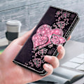 Miniatyrbild 5 av 5: Magnetiskt fodral för Samsung Galaxy A35 5G med 3D-mönster och tryck i läder Multicolor Lace Hearts