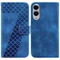 Miniatyrbillede 1 af 5: Til Samsung Galaxy S25 Edge Stand Case 7-Formet Mønster Præget Læder Telefon Cover Multicolor Dark Blue