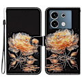 Miniatyrbillede 1 af 5: Læderetui med mønstertryk til Infinix Zero 30 5G Multicolor Gold Peony