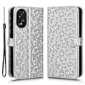 Miniatyrbild 1 av 5: För Oppo A38 4G Fodral PU Läder Präglat Vikbart Ställ Mobiltelefon Skal Multicolor Style B