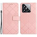 Miniatyrbild 1 av 5: HT06 Skal för Xiaomi 14 Anti-repa Präglat PU Läder Litchi Textur Smartphone Skydd Multicolor Style F