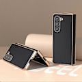 Miniatyrbild 2 av 5: För Samsung Galaxy Z Fold5 5G Silkeslen Känsla Mobilskal Äkta Koläder+PC Elektroplätering Skydd Multicolor Style C