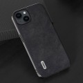 Miniatyrbillede 3 af 5: Til Iphone 15 Plus Tekstureret Pu Læderbelagt Pc+tpu Skal Ultratyndt Telefoncover Black
