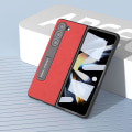 Miniatyrbilde 4 av 5: For Samsung Galaxy Z Fold5 5g Støtte Folding Telefondeksel Kryss Tekstur Kuskinn Lær+pc Deksel Red