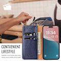 Miniatyrbillede 3 af 5: FIERRE SHANN Etui til iPhone 16 Plus PU Læder Flip Stand Wallet Telefon Cover Multicolor Style B