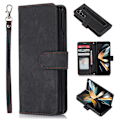 Miniatyrbild 1 av 5: För Samsung Galaxy Z Fold5 5g Pu-läder+plånbok Phone case Stativ Skin-touch Cover Black