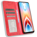 Miniatyrbild 2 av 5: För Oppo A79 5g / A2 5g Case Retro Pu Läder Magnetisk automatiskt stängande cover Red