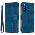 Miniatyrbillede 1 af 5: PU Læder Etui til Sony Xperia 10 V, Stand Wallet Trekant Præget Mobiltelefon Cover Multicolor Style C