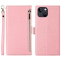 Miniatyrbillede 1 af 5: Til iPhone 15 Plus Cover Lynlåslomme Litchi Tekstur PU Læder Telefon Cover med Rem Multicolor Style A