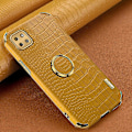 Miniatyrbild 3 av 5: För Samsung Galaxy A22 5g (eu-version) Crocodile Texture Pu-läderbelagd TPU- case Galvaniseringsring Kickstand Cover Yellow
