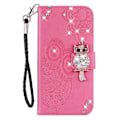 Miniatyrbillede 4 af 5: Til Samsung Galaxy A26 5G Wallet Case Ugle Blomst Præget Rhinestone Læder Cover Multicolor Style A