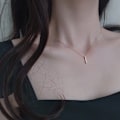 Miniatyrbillede 1 af 2: Dame Zircon Rektangulær Vedhæng Halskæde X115, 2 Farver rose gold