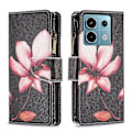 Miniatyrbillede 1 af 5: BF03 Lynlåspung i PU-læder med mønstertryk til Xiaomi Redmi Note 13 Pro 5G/Poco X6 5G Multicolor Lotus