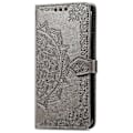 Miniatyrbillede 5 af 5: Til Samsung Galaxy A06 Etui Mandala Præget Design Læder Wallet Telefon Cover- Multicolor Grey