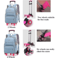 Miniatyrbild 3 av 5: Enfärgade flickor rullande ryggsäck med hjul Skolväska Elementary School Student Trolley Daypack Outdoor Travel Bag Purple 6 Wheels