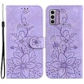 Miniatyrbillede 1 af 5: Præget Lily Blomst Cover til Nokia G42 Læder Wallet Stødsikkert Stativ Telefon Cover Multicolor Style D