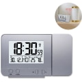 Miniatyrbillede 2 af 5: Digital Projektions Vækkeur til Soveværelser, Stort Loftprojektions Vækkeur med USB-Port, Batteri Backup, 180° Projektor, LED Display, Sølv